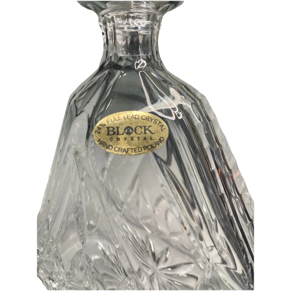VTG OLYMPIC BLOCK 24% Leaded Cut Crystal Decanter Poland Whiskey FREE SHIPPING*